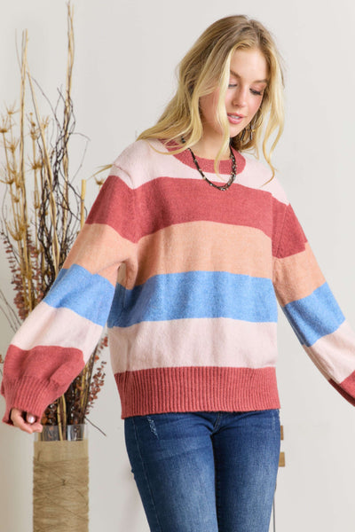 Striped Relaxed Crew Neck Sweater