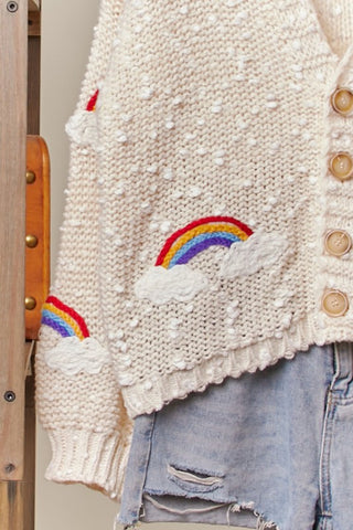 V Neck Rainbow Cardigan
