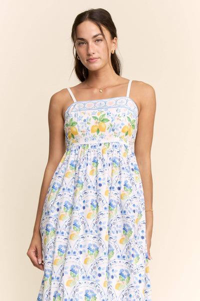 Davi & Dani - BORDER PRINT SMOCKING BACK MAXI DRESS