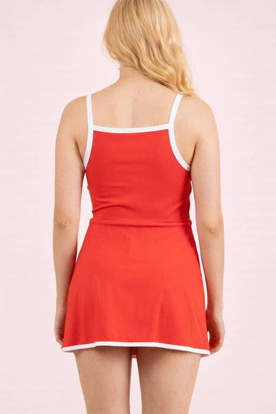 VERY J - ND32134-Front Slit Activewear Mini Dress W/ Inside Shorts