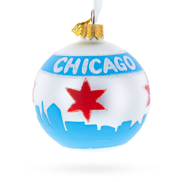 Chicago Flag Glass Ornament