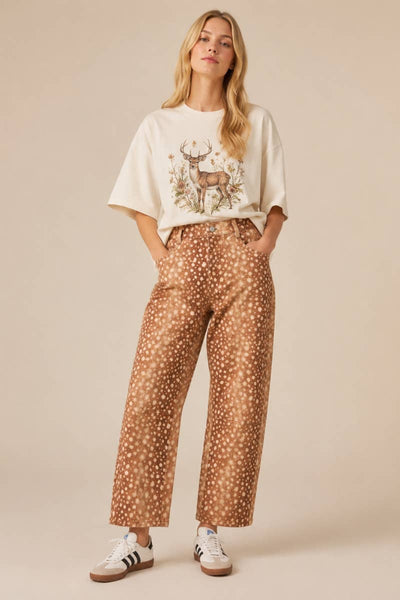 J.NNA - The Fawn Print Barrel Fit Pants