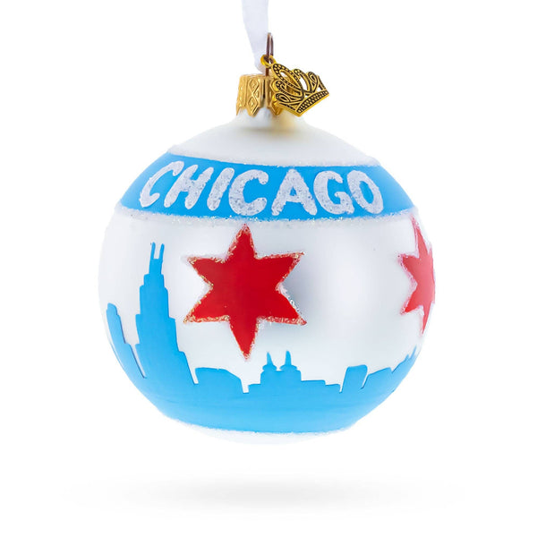 Chicago Flag Glass Ornament