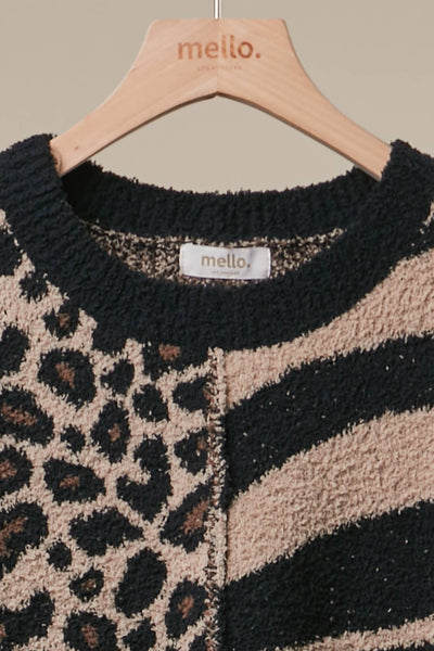 Mello. - Mixed Animal Print Knit Sweater