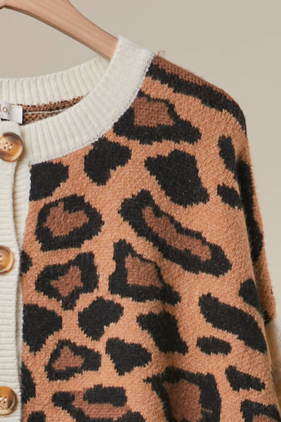 Mello. - Bold Stripe and Leopard Cardigan