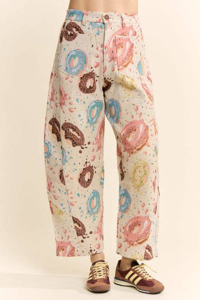 Davi & Dani - Printed Tapestry Barrel-Leg Pants