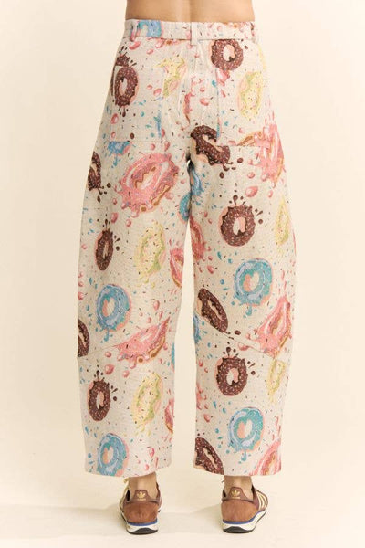 Davi & Dani - Printed Tapestry Barrel-Leg Pants