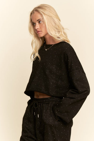 Rhinestones Speckled Fleece Lounge Set