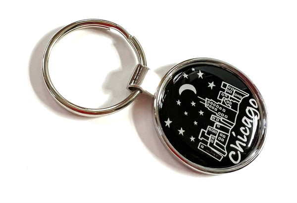 Mary Ellis - Chicago Keychain Night Skyline | Chicago Key Ring Gift