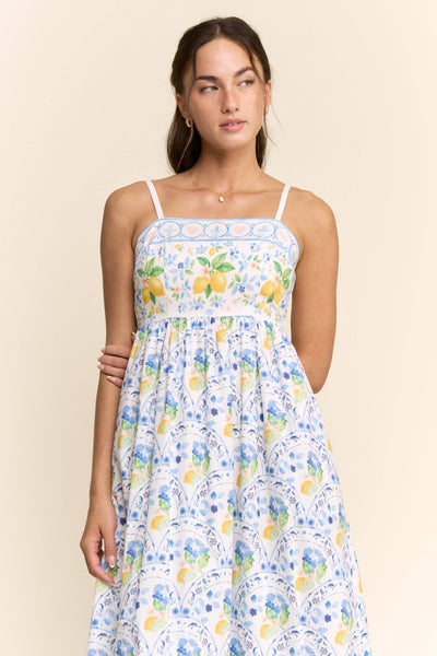 Davi & Dani - BORDER PRINT SMOCKING BACK MAXI DRESS
