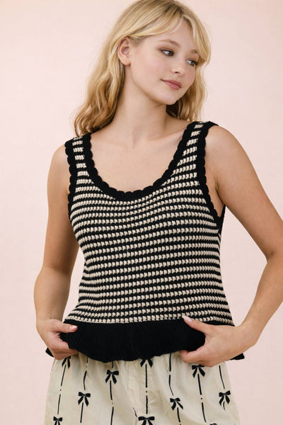 Sweet on Stripes Ruffle Knit Top