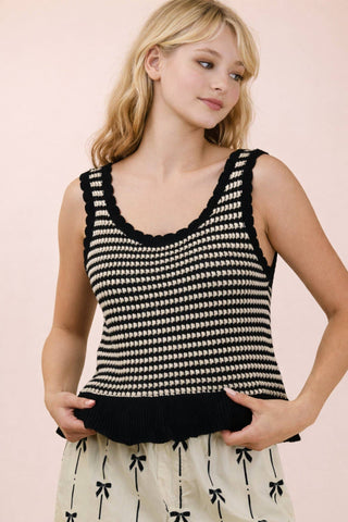 Sweet on Stripes Ruffle Knit Top