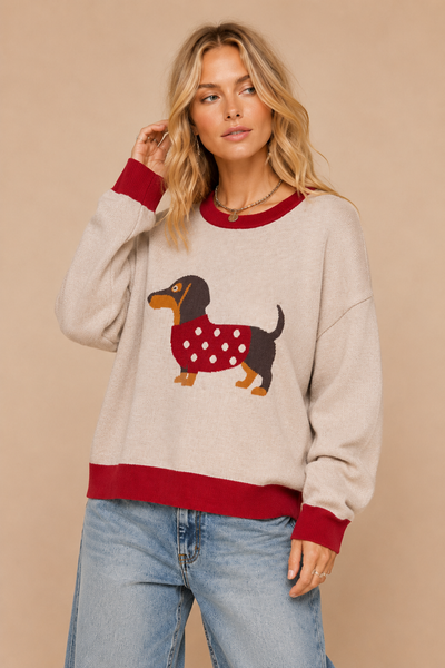 J.NNA - Dachshund Colorblock Sweater