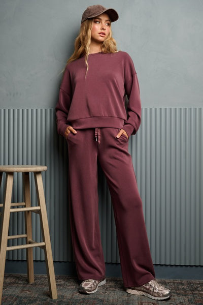 Faded Plum Cloud Knit Crew Knit Pullover