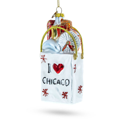I Love Chicago Glass Ornament