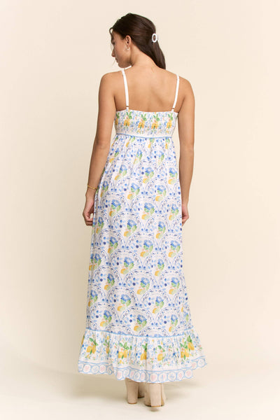 Davi & Dani - BORDER PRINT SMOCKING BACK MAXI DRESS