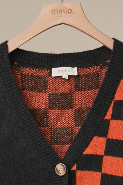 Mello. - Checkerboard Halloween Cardigan