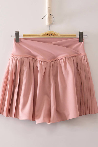 VERY J - NP70970-Side Pleated Detail Activewear Shorts