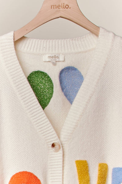 Mello. - Love Lettering Heart Patchwork V Neck Cardigan