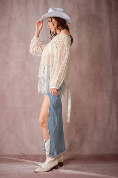 Blue B - 91999S Wave Cutout Denim Midi Skirt