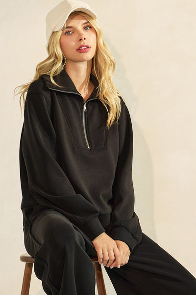 Cloud Knit Half Zip Collared Sweatshirt