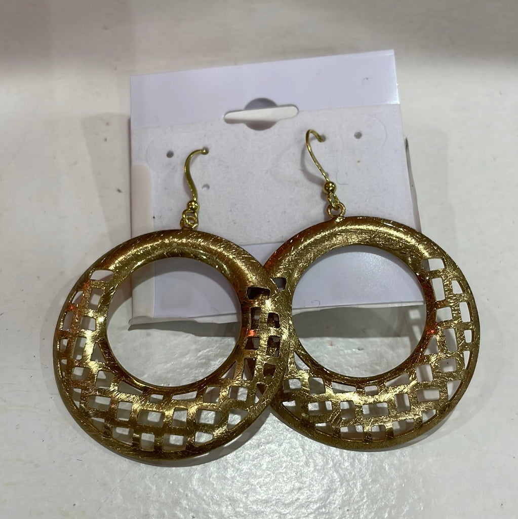 Gold Dangle Abstract Circle Earrings