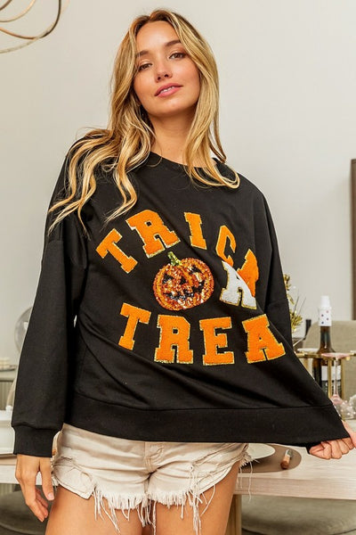 Trick Or Treat Sequin & Applique Sweatshirt