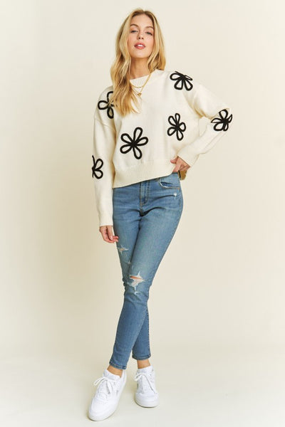 Long Sleeve Floral 3D Sweater