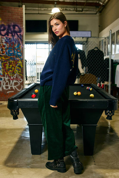 BUCKETLIST INC - IJ3212-LUCKYDUCK | Embroidered "Lucky Duck" V-Neck Cardigan