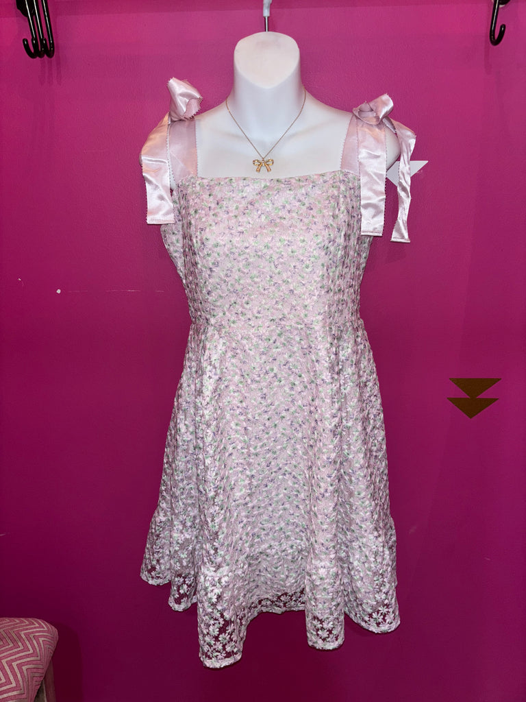 Lavender Mint Sheer Embroidered Dress