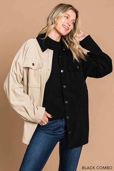 Corduroy Combo Jacket - Multiple Colors