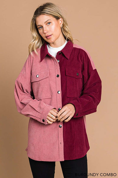 Corduroy Combo Jacket - Multiple Colors