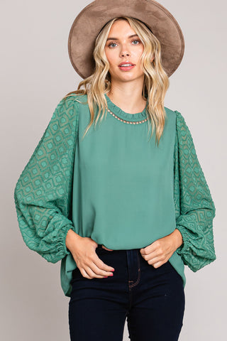 Jade Round Neck Blouse Top