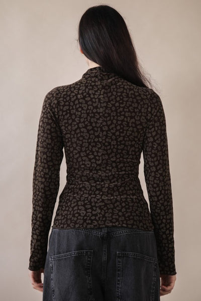 Mock Neck Leopard Top - Multiple Colors