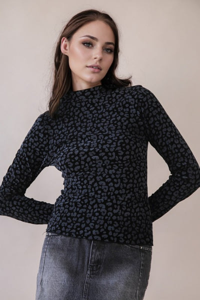 Mock Neck Leopard Top - Multiple Colors