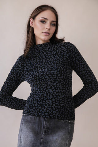 Mock Neck Leopard Top - Multiple Colors