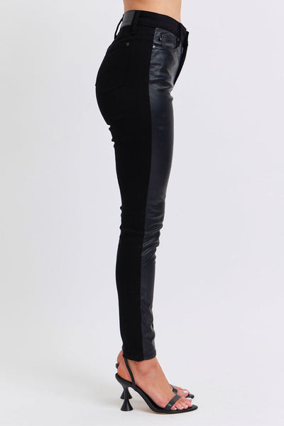 Judy Blue High Waist Leather & Denim Skinny
