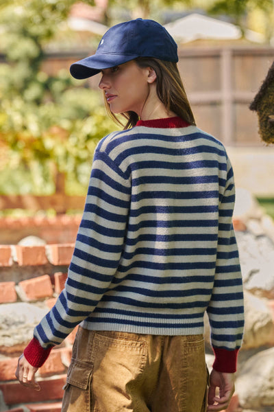 Urban Daizy - Lobster Embroidered Breton Stripe Sweater