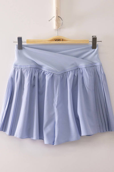 VERY J - NP70970-Side Pleated Detail Activewear Shorts