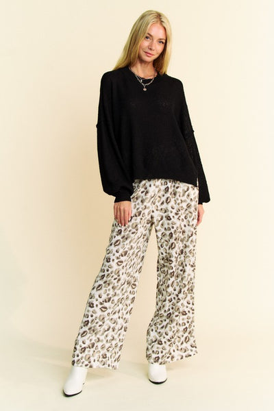 Dolman Sleeve Side Slit Black Sweater