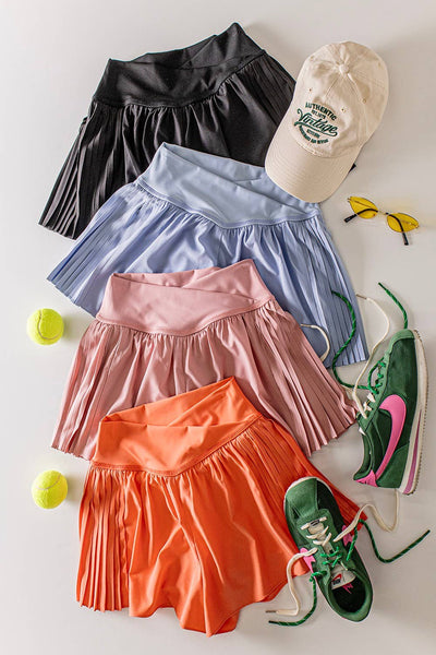VERY J - NP70970-Side Pleated Detail Activewear Shorts