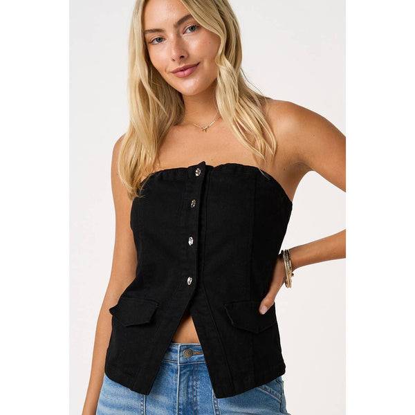 mittoshop - SPLIT HEM BUTTONED TUBE TOP