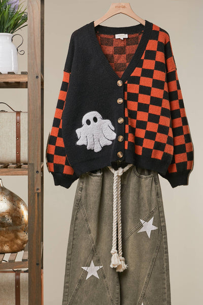 Mello. - Checkerboard Halloween Cardigan