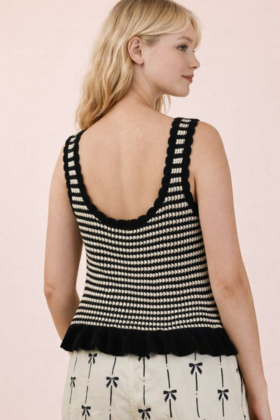 Sweet on Stripes Ruffle Knit Top