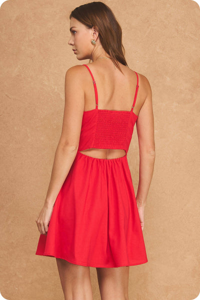 Pearl Blossom Cutout Mini Dress