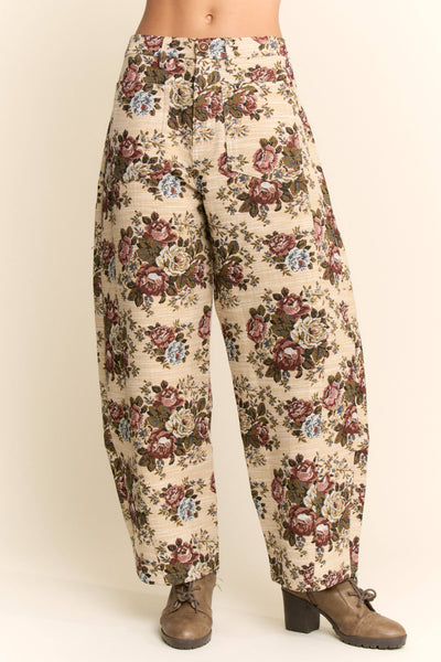 Davi & Dani - Printed Tapestry Barrel-Leg Pants