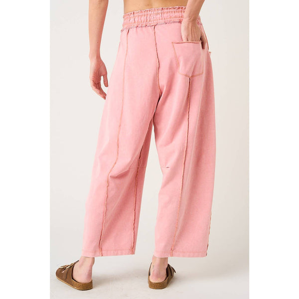 mittoshop - MINERAL WASH SEAM DETAIL PULL ON BARREL PANTS