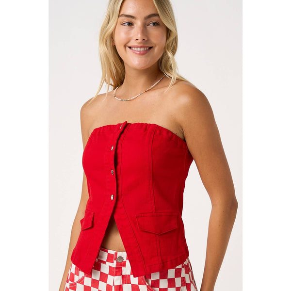 mittoshop - SPLIT HEM BUTTONED TUBE TOP