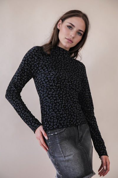 Mock Neck Leopard Top - Multiple Colors