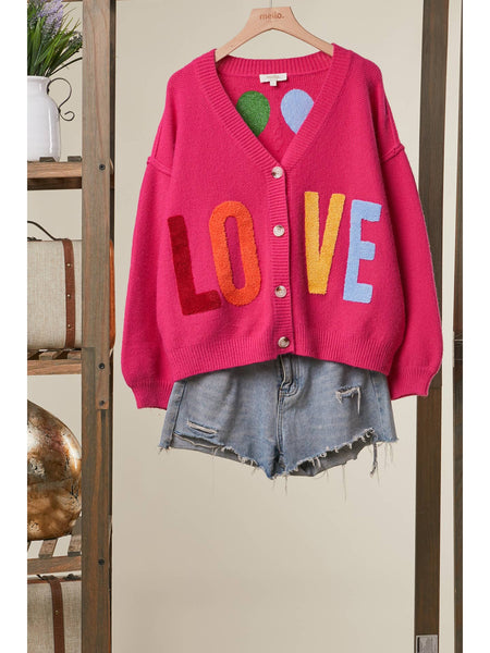 Rainbow Love Heart Oversized Cardigan